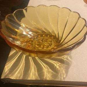 MCM amber swirl glass serving bowl